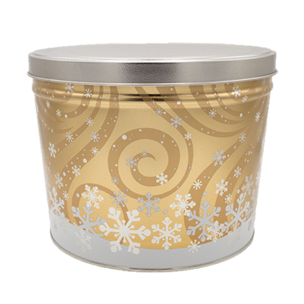 3-Flavor Gold Snowflake Holiday Popcorn Tin