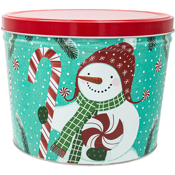 Popcorn 3 Flavor Snowman Holiday Tin