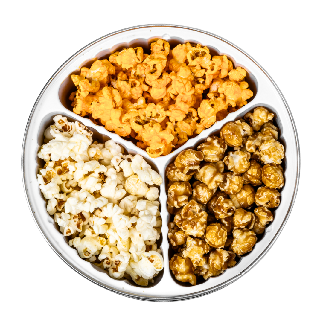 Popcorn 3 Flavor Holiday Tin Gold Snow