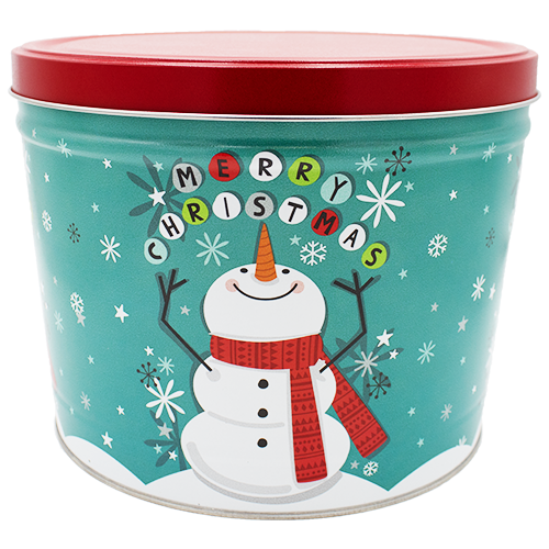 Popcorn 3 Flavor Snowman Holiday Tin