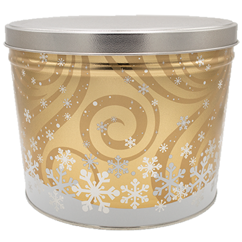 Popcorn 3 Flavor Holiday Tin Gold Snow